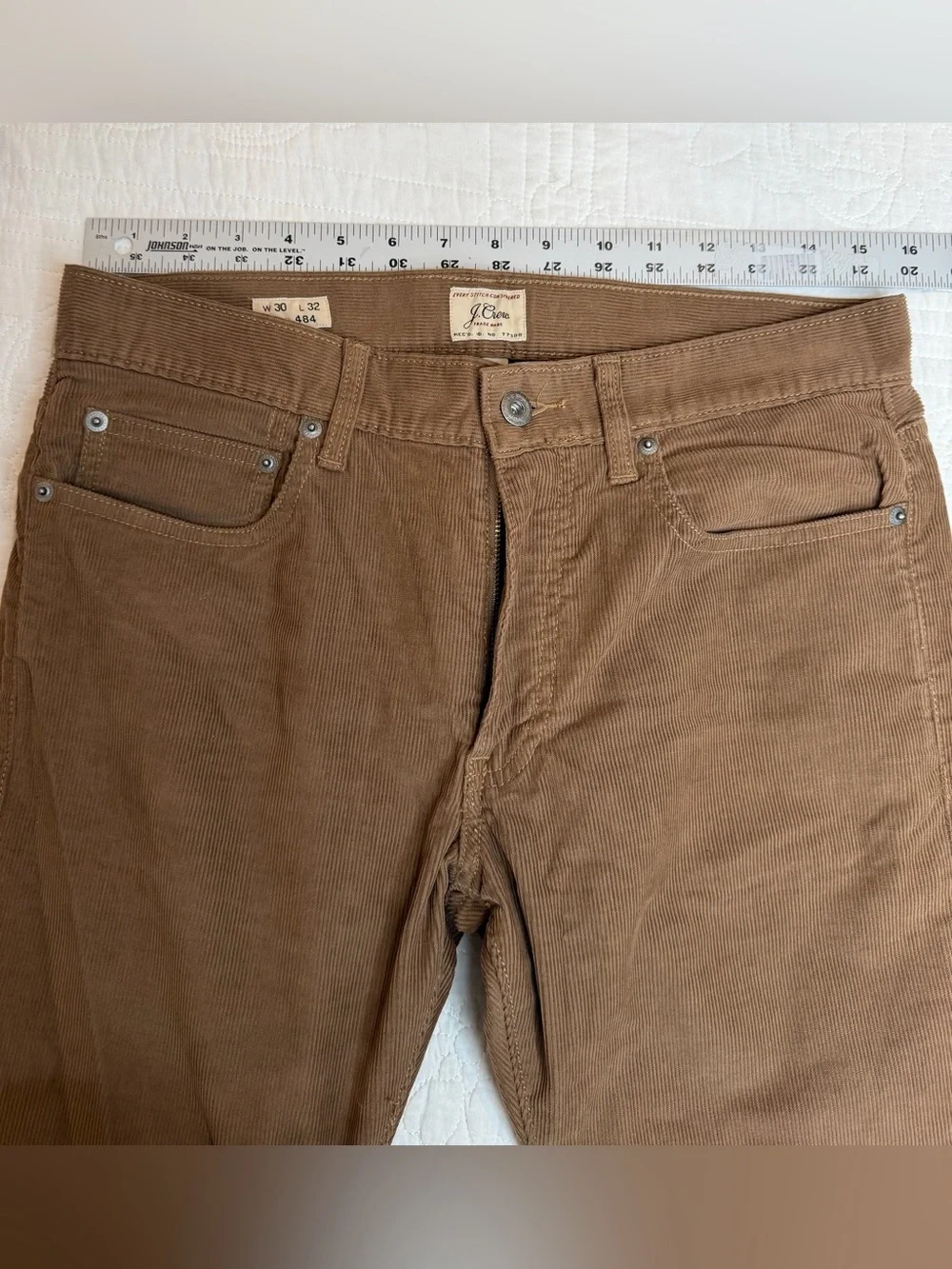 J.Crew Style 484 Stretch Men's Corduroy Brown Pants 30x32 Casual NWT